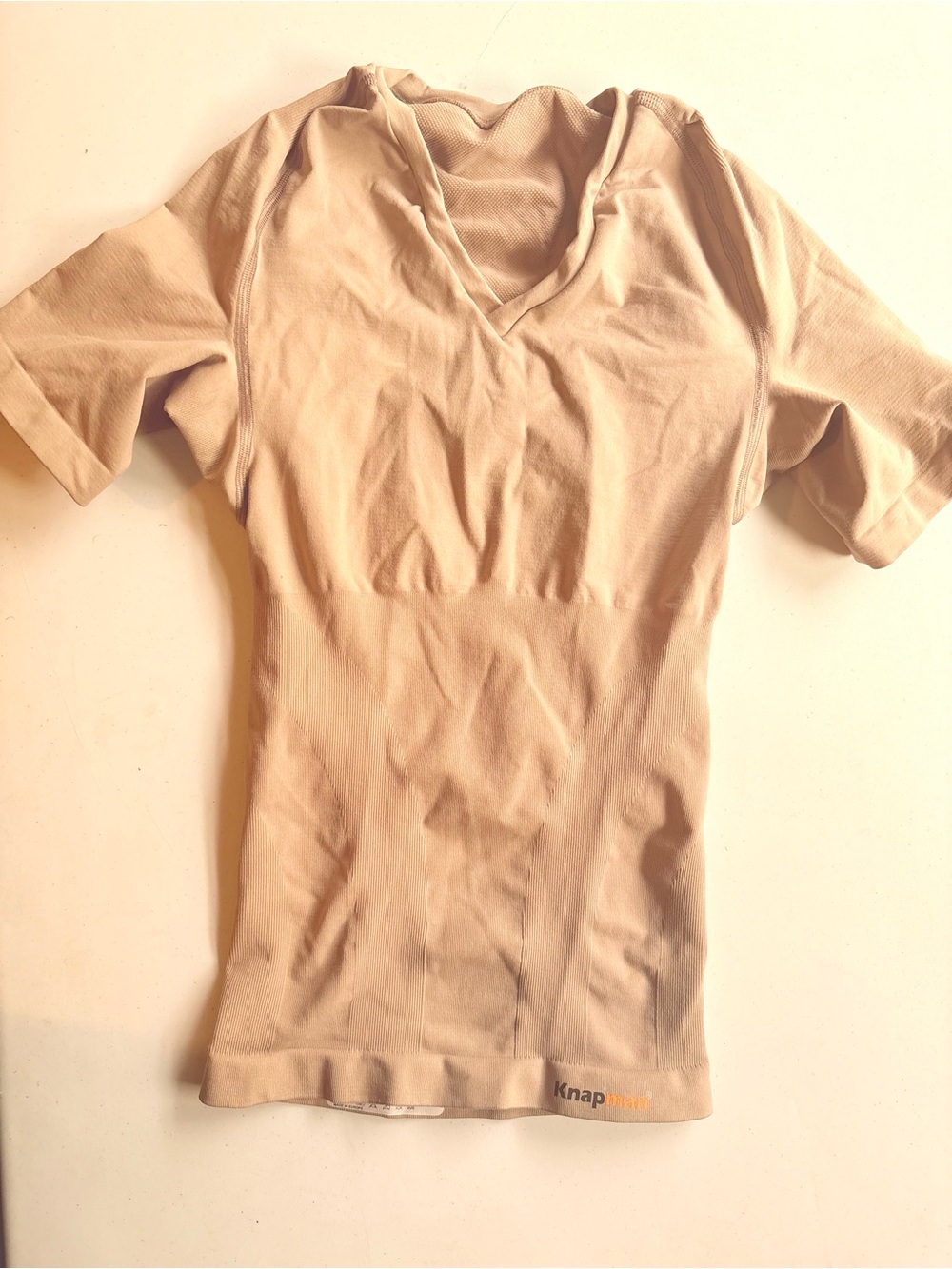 Knapman Men’s Compression V-Neck Shirt — Nude, Size S
